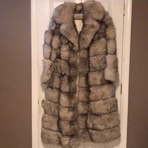 Full length Norwegian Blue Fox fur coat.